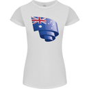 Curled Australia Flag Australian Day Football Womens Petite Cut T-Shirt White