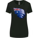Curled Australia Flag Australian Day Football Womens Wider Cut T-Shirt Black