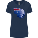 Curled Australia Flag Australian Day Football Womens Wider Cut T-Shirt Navy Blue
