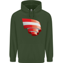 Curled Austria Flag Austrian Day Football Childrens Kids Hoodie Forest Green