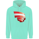 Curled Austria Flag Austrian Day Football Childrens Kids Hoodie Peppermint