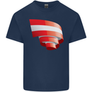 Curled Austria Flag Austrian Day Football Kids T-Shirt Childrens Navy Blue