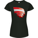 Curled Austria Flag Austrian Day Football Womens Petite Cut T-Shirt Black