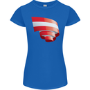 Curled Austria Flag Austrian Day Football Womens Petite Cut T-Shirt Royal Blue