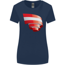 Curled Austria Flag Austrian Day Football Womens Wider Cut T-Shirt Navy Blue