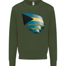 Curled Bahamas Flag Bahamians Day Football Mens Sweatshirt Jumper Forest Green