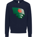 Curled Bangladesh Flag Bangladeshi Day Football Mens Sweatshirt Jumper Navy Blue