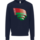 Curled Belarus Flag Belarusian Day Football Kids Sweatshirt Jumper Navy Blue