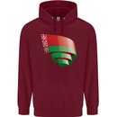 Curled Belarus Flag Belarusian Day Football Mens 80% Cotton Hoodie Maroon