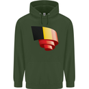 Curled Belgium Flag Belgian Day Football Childrens Kids Hoodie Forest Green