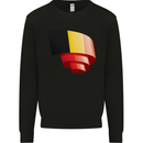 Curled Belgium Flag Belgian Day Football Kids Sweatshirt Jumper Black
