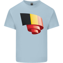 Curled Belgium Flag Belgian Day Football Kids T-Shirt Childrens Light Blue