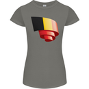 Curled Belgium Flag Belgian Day Football Womens Petite Cut T-Shirt Charcoal