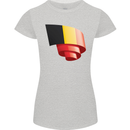 Curled Belgium Flag Belgian Day Football Womens Petite Cut T-Shirt Sports Grey