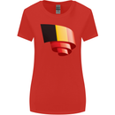 Curled Belgium Flag Belgian Day Football Womens Wider Cut T-Shirt Red
