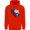 Curled Belize Flag Belizean Day Football Childrens Kids Hoodie Bright Red