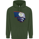 Curled Belize Flag Belizean Day Football Mens 80% Cotton Hoodie Forest Green
