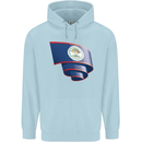 Curled Belize Flag Belizean Day Football Mens 80% Cotton Hoodie Light Blue