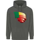 Curled Benin Flag Beninese Day Football Childrens Kids Hoodie Storm Grey