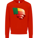 Curled Benin Flag Beninese Day Football Kids Sweatshirt Jumper Bright Red
