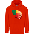 Curled Benin Flag Beninese Day Football Mens 80% Cotton Hoodie Bright Red