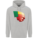 Curled Benin Flag Beninese Day Football Mens 80% Cotton Hoodie Sports Grey
