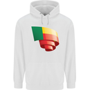 Curled Benin Flag Beninese Day Football Mens 80% Cotton Hoodie White