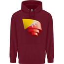 Curled Bhutan Flag Bhutanese Day Football Childrens Kids Hoodie Maroon