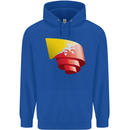 Curled Bhutan Flag Bhutanese Day Football Childrens Kids Hoodie Royal Blue