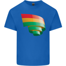 Curled Bolivia Flag Bolivian Day Football Kids T-Shirt Childrens Royal Blue