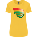 Curled Bolivia Flag Bolivian Day Football Womens Wider Cut T-Shirt Yellow