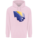 Curled Bosnia and Herzegovina Flag Day Football Childrens Kids Hoodie Light Pink
