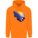 Curled Bosnia and Herzegovina Flag Day Football Childrens Kids Hoodie Orange