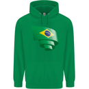 Curled Brazil Flag Brazilian Day Football Childrens Kids Hoodie Irish Green
