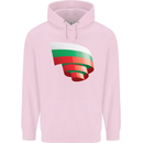 Curled Bulgaria Flag Bulgarian Day Football Childrens Kids Hoodie Light Pink