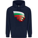 Curled Bulgaria Flag Bulgarian Day Football Childrens Kids Hoodie Navy Blue