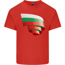 Curled Bulgaria Flag Bulgarian Day Football Kids T-Shirt Childrens Red
