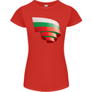 Curled Bulgaria Flag Bulgarian Day Football Womens Petite Cut T-Shirt Red