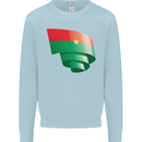 Curled Burkina Faso Flag Day Football Kids Sweatshirt Jumper Light Blue