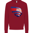 Curled Cambodia Flag Cambodian Day Football Kids Sweatshirt Jumper Red