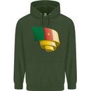 Curled Cameroon Flag Cameroonian Day Football Childrens Kids Hoodie Forest Green