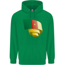 Curled Cameroon Flag Cameroonian Day Football Childrens Kids Hoodie Irish Green