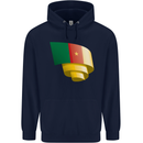 Curled Cameroon Flag Cameroonian Day Football Childrens Kids Hoodie Navy Blue