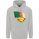 Curled Cameroon Flag Cameroonian Day Football Childrens Kids Hoodie Sports Grey