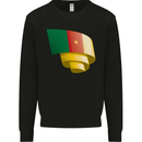 Curled Cameroon Flag Cameroonian Day Football Kids Sweatshirt Jumper Black
