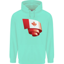 Curled Canada Flag Canadian Day Football Childrens Kids Hoodie Peppermint