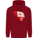Curled Canada Flag Canadian Day Football Childrens Kids Hoodie Red