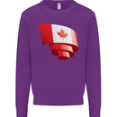 Curled Canada Flag Canadian Day Football Kids Sweatshirt Jumper Purple