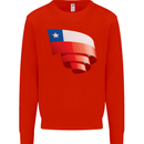 Curled Chile Flag Chilean Day Football Kids Sweatshirt Jumper Bright Red