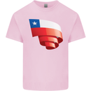 Curled Chile Flag Chilean Day Football Kids T-Shirt Childrens Light Pink